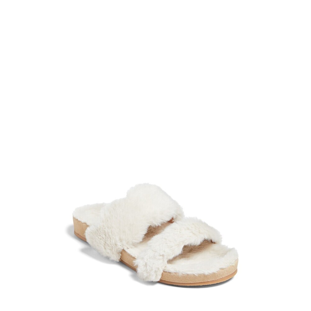 Jack Rogers Lauren Slippers Women's US 8 White Faux Fur Slip-On Slide JOBB1455